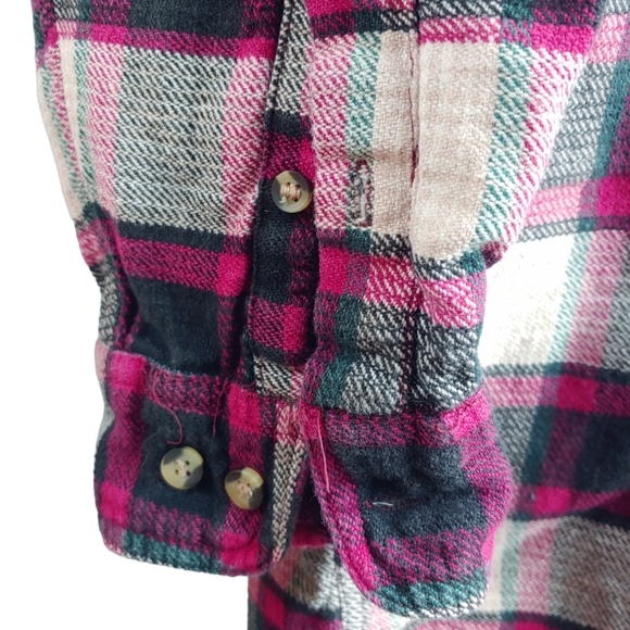 Vintage 90s Grunge Susquehanna Trail Plaid Jacquard Button Down Shirt - Size LG - Picture 4 of 10